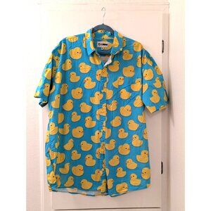 Tipsy Elves XXL Mens Rubber Duck Pattern Short Sleeve Button-Up Shirt